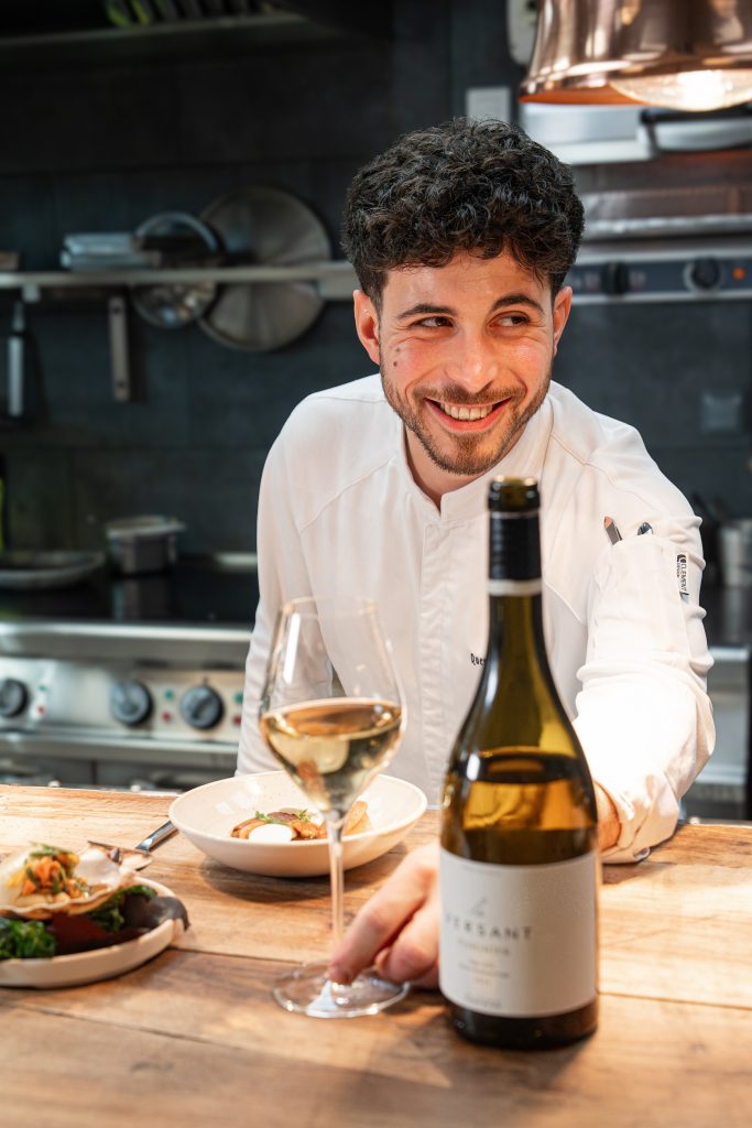 Chef Quentin Maufrais et Le Versant viognier. 